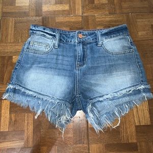 Fringe jean shorts